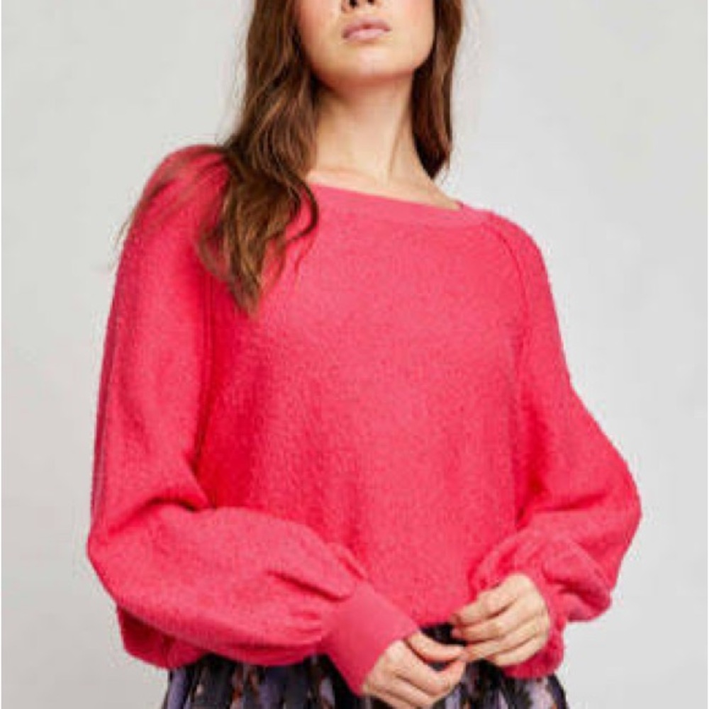 Free People Cozy Pink Textured Sweater